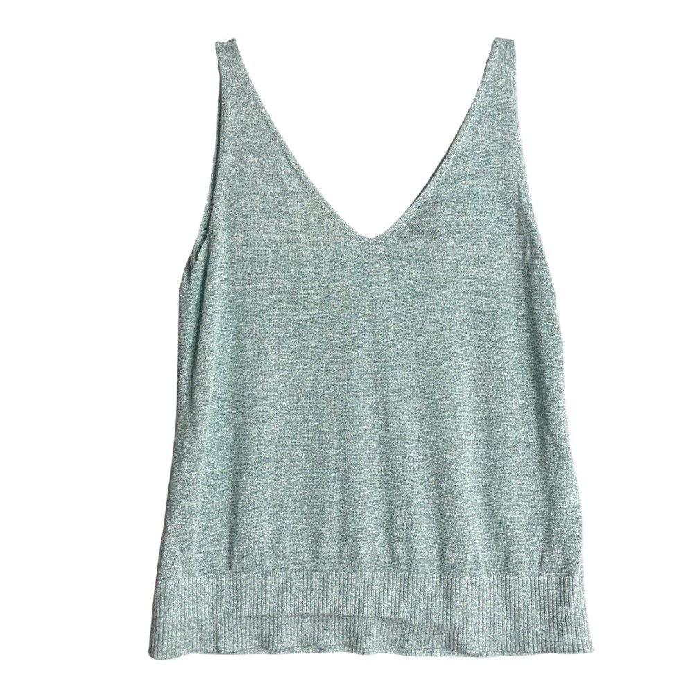 Banana Republic Costa Linen Blend Tank Womens XS‎ Blue Aquamarine Preppy Relaxed